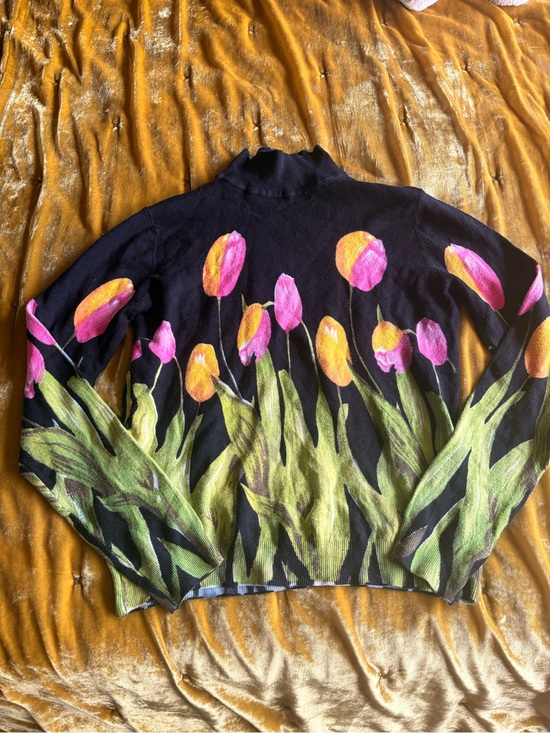 Cache Sweaters - Cache Black Bodycon Tulip Turtleneck Sweater